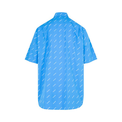 BALENCIAGA Balenciaga All Over Logo Button Down Shirt 'Blue' outlook