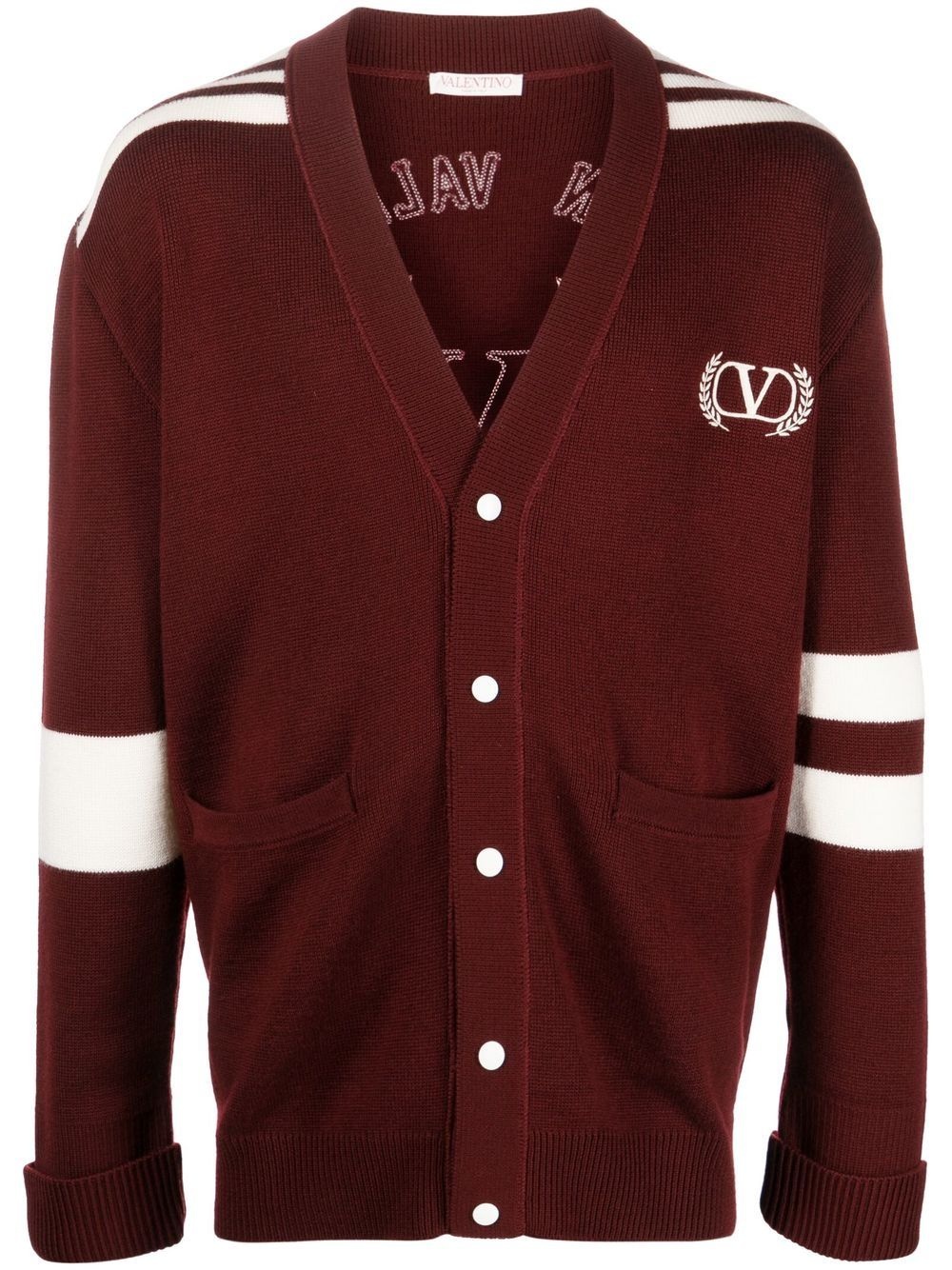 logo-embroidered virgin-wool cardigan - 1