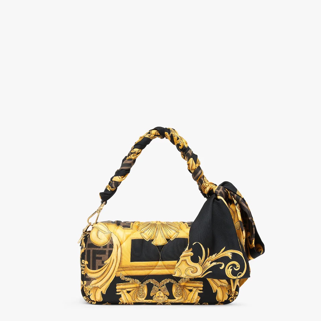 Fendace Quilted black silk  bag - 3