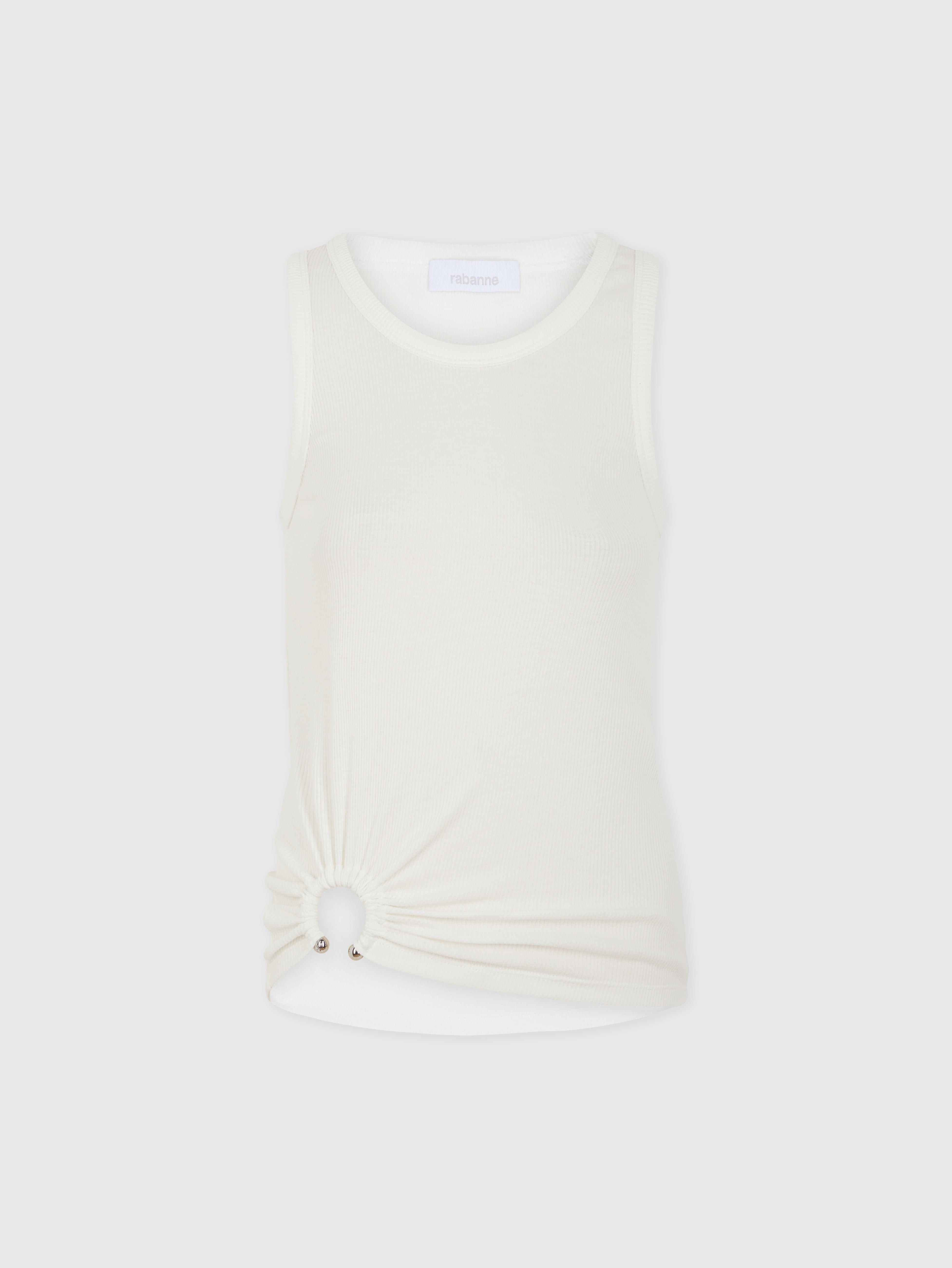 WHITE TANK TOP WITH SIGNATURE PIERCING - 3