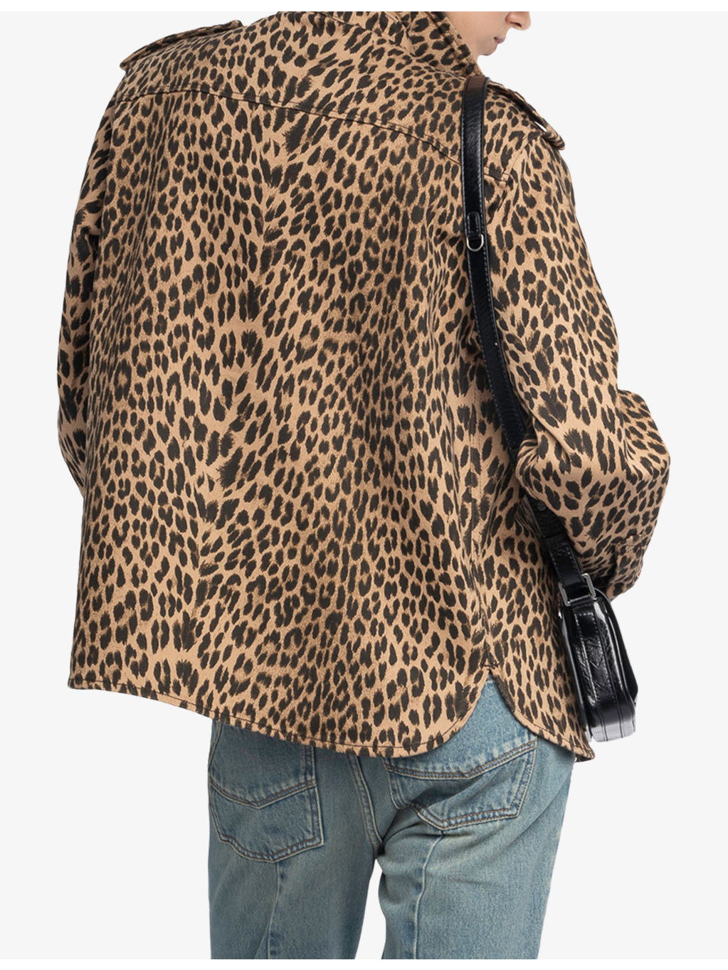Leopard-Print Chest-Pocket Denim Shirt - 4