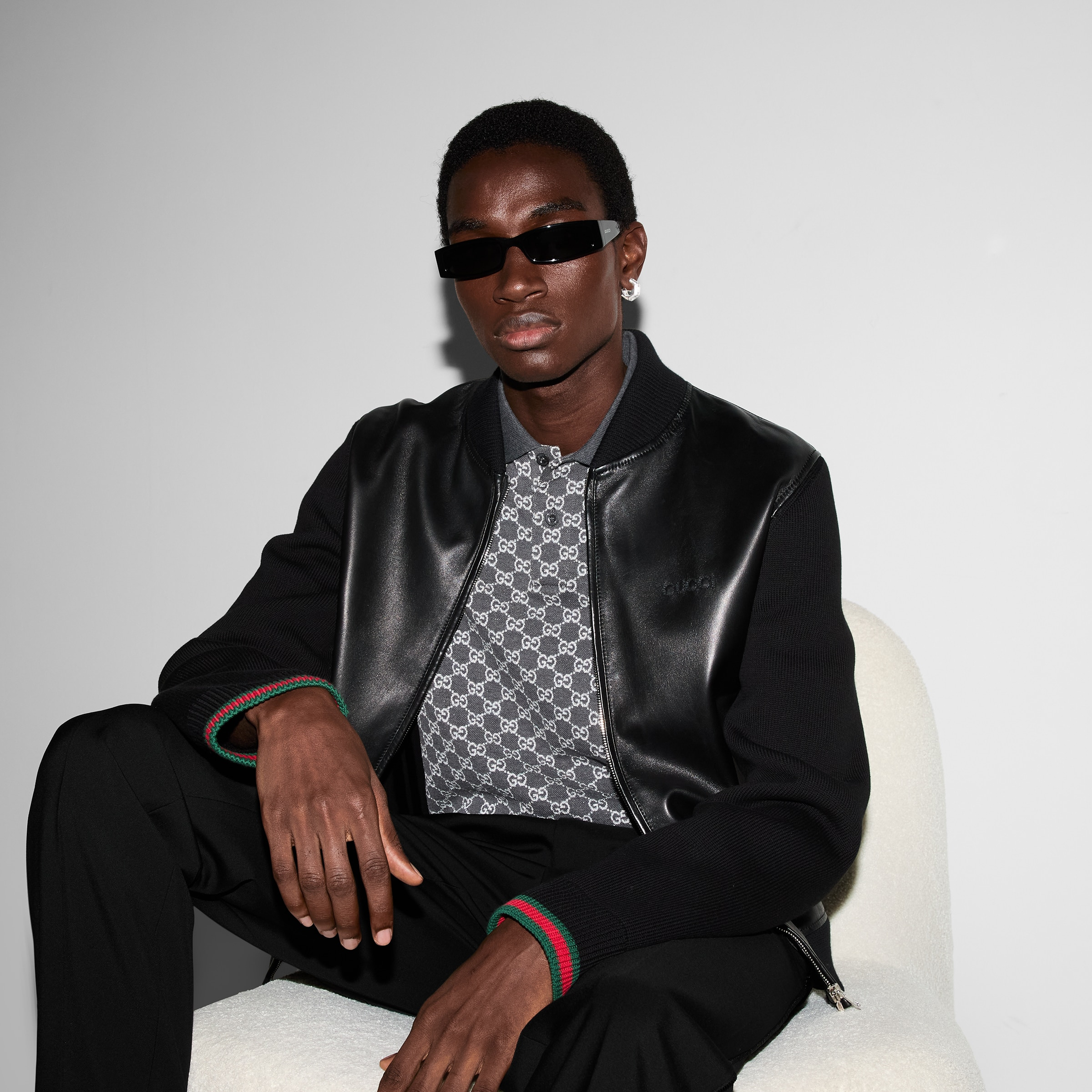 Nappa leather and knit bomber jacket - 6