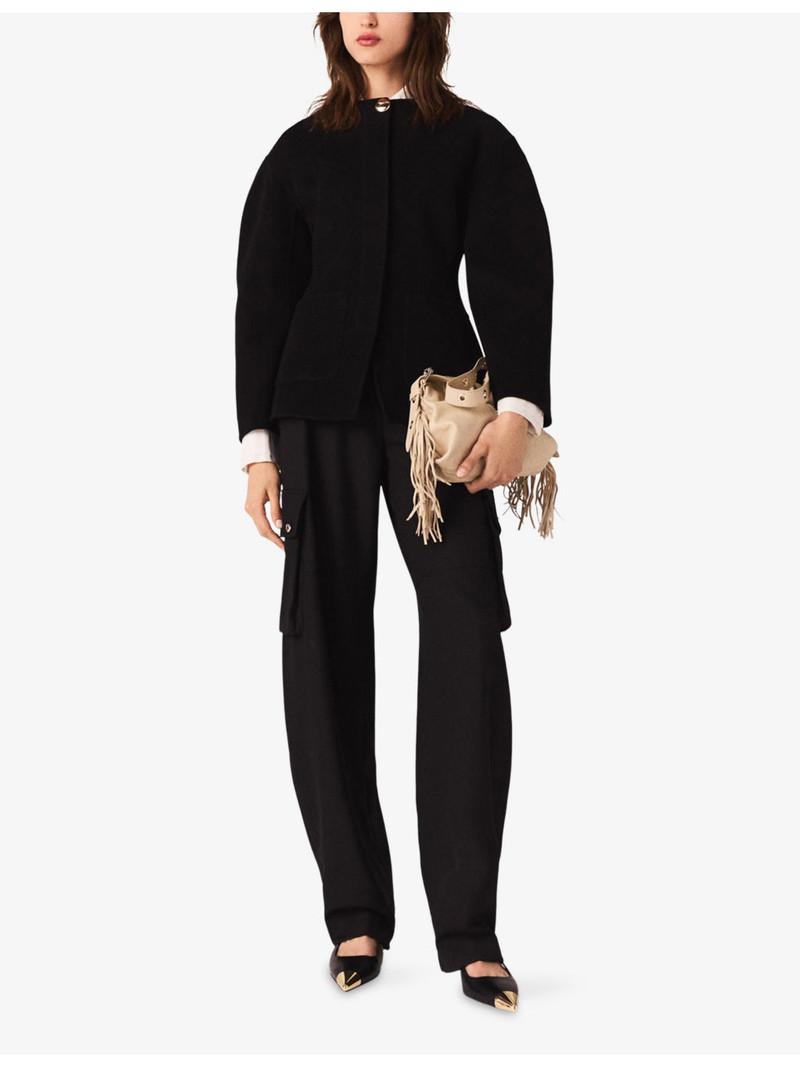 maje Round-Neck Patch-Pocket Wool-Blend Coat outlook