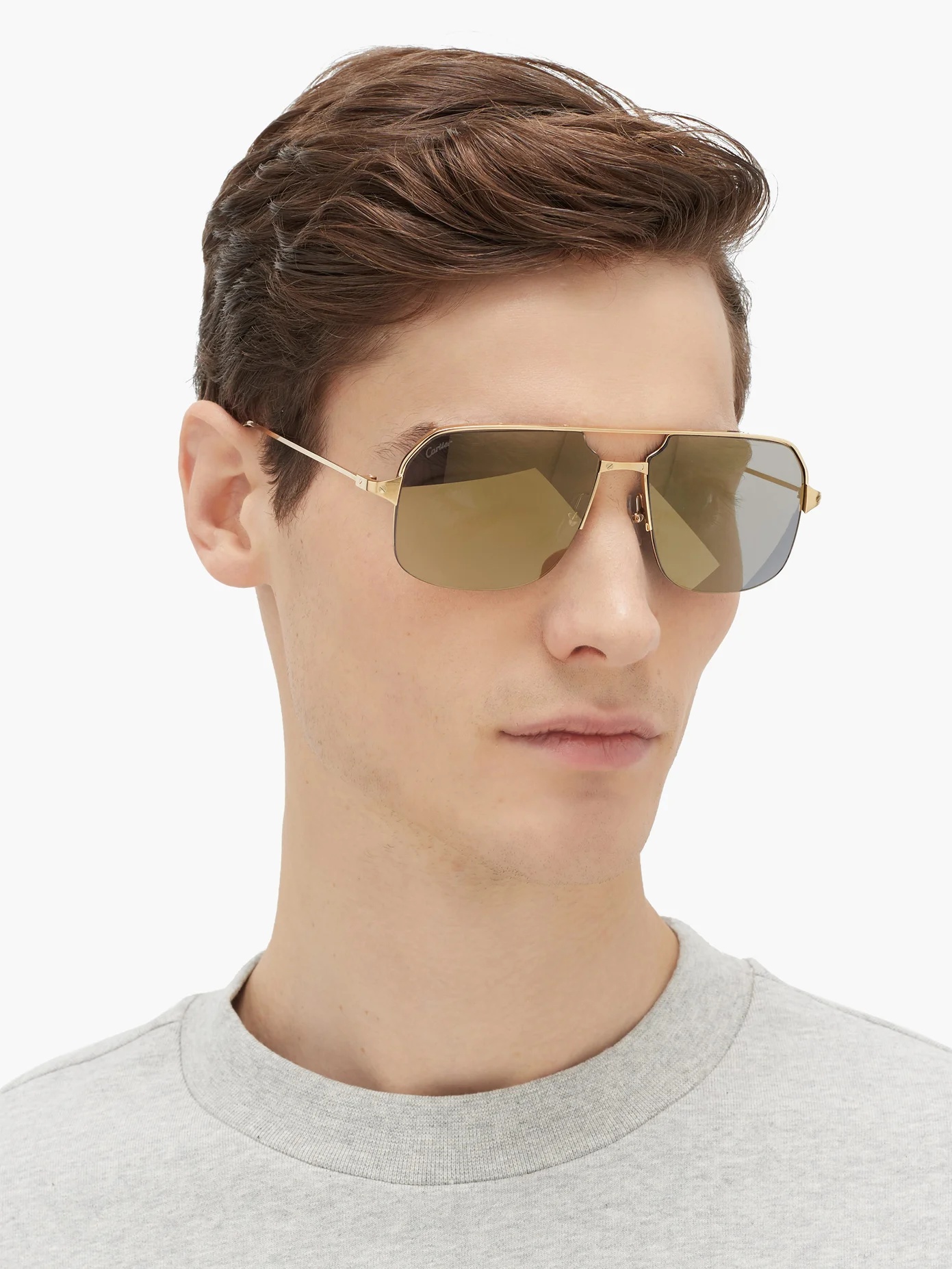 Bronze aviator metal sunglasses - 2