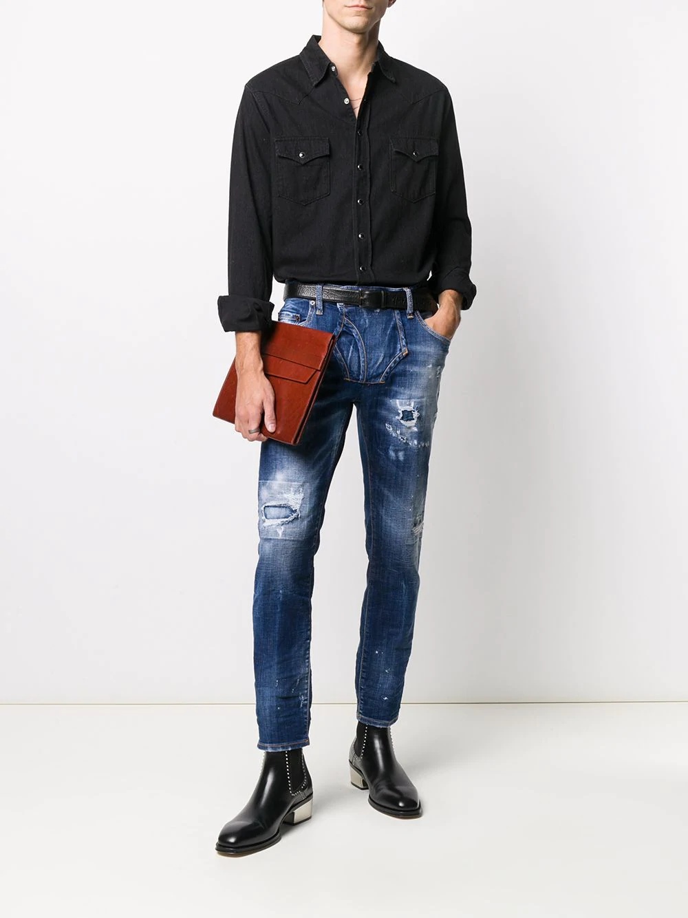 distressed slim-fit jeans - 2