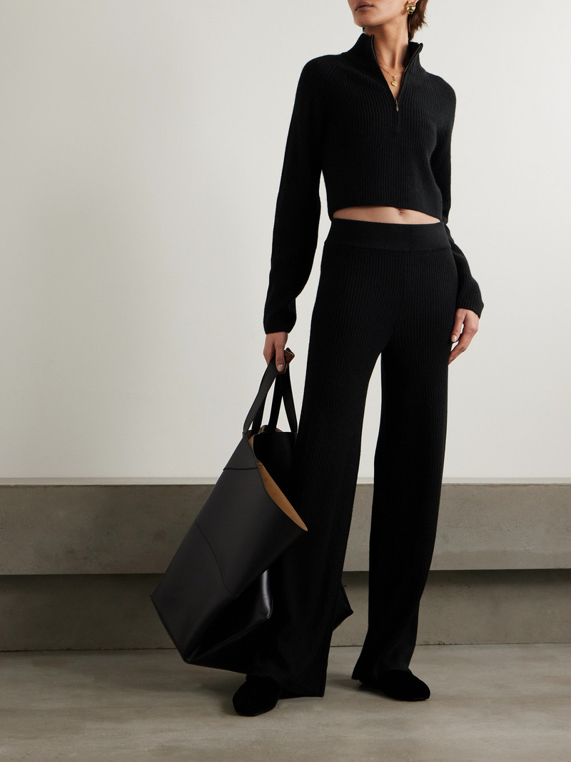 LE KASHA Banvir Ribbed Organic Cashmere Wide-leg Pants outlook