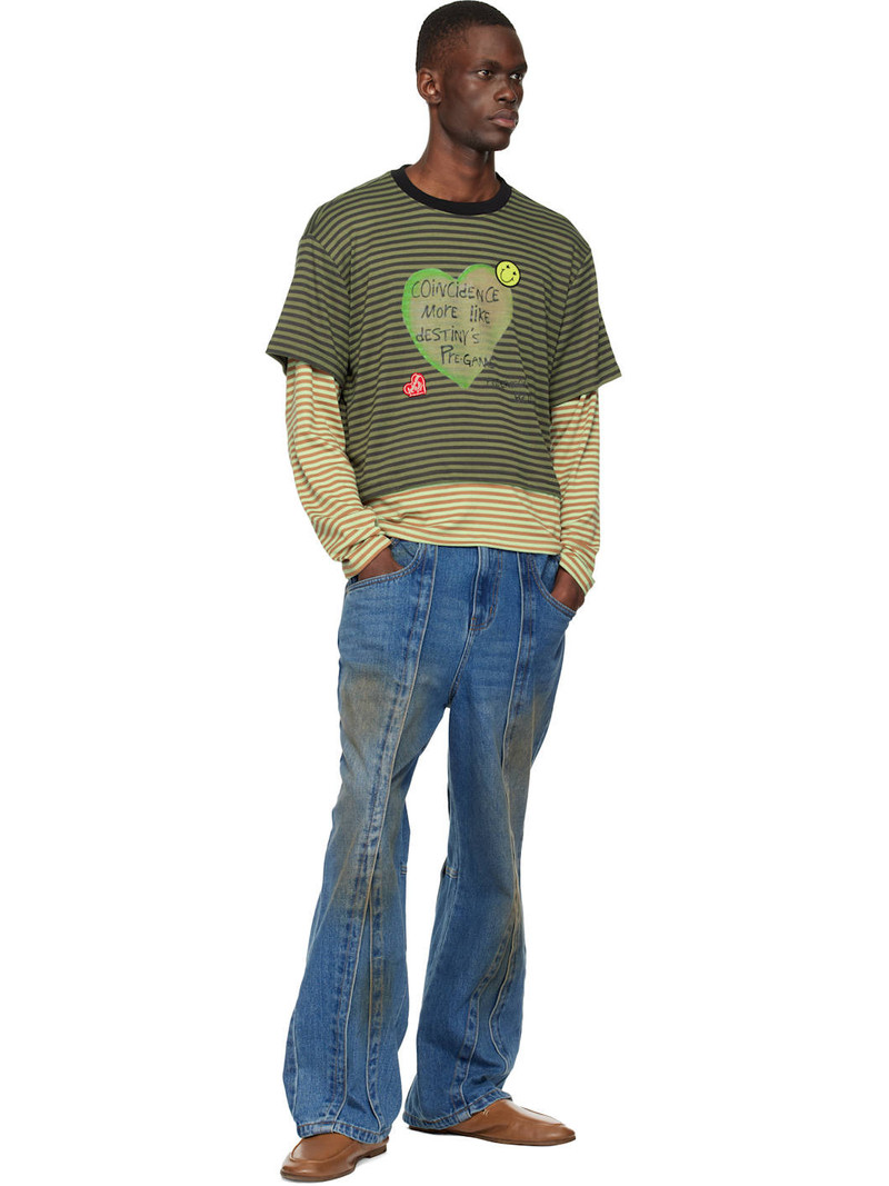 Andersson Bell Khaki Essential Heart Message Stripe Layered LS T-shirt outlook