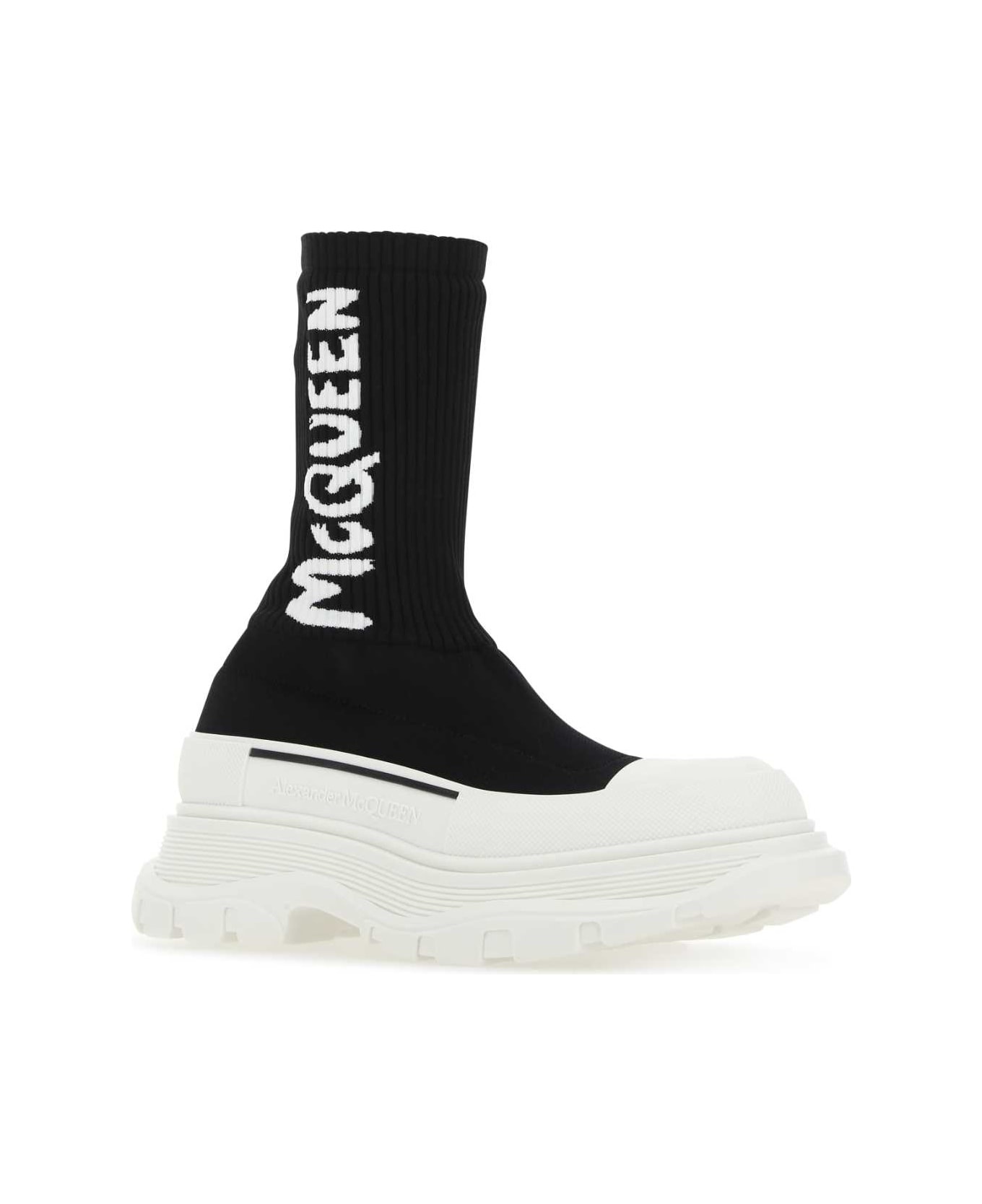 Black Stretch Nylon Tread Slick Sneakers - 2