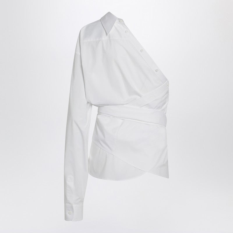 Moschino One-Shoulder White Shirt With Sash Women - 2