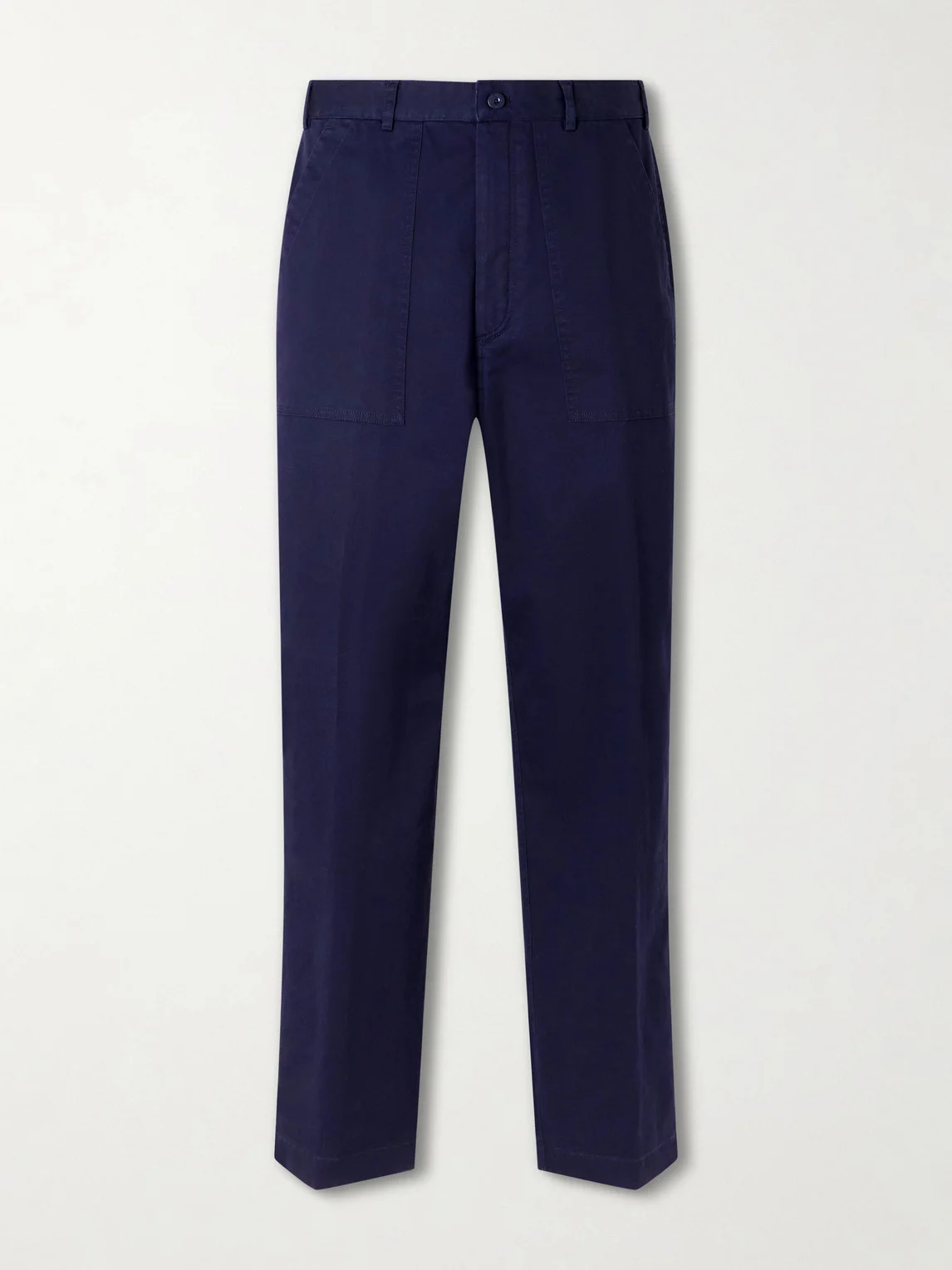 Straight-Leg Cotton-Blend Twill Trousers - 1