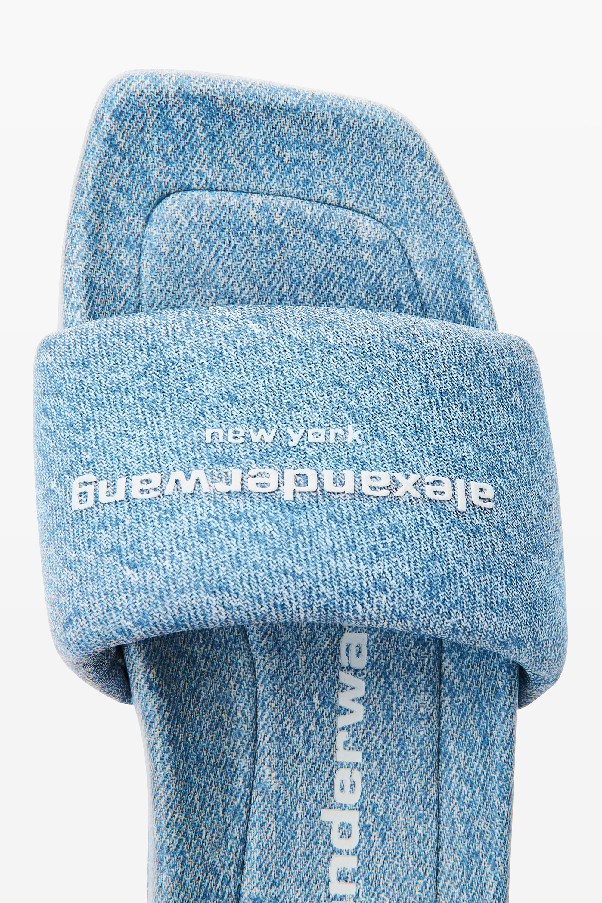trompe-l'oeil denim goatskin float slide - 3