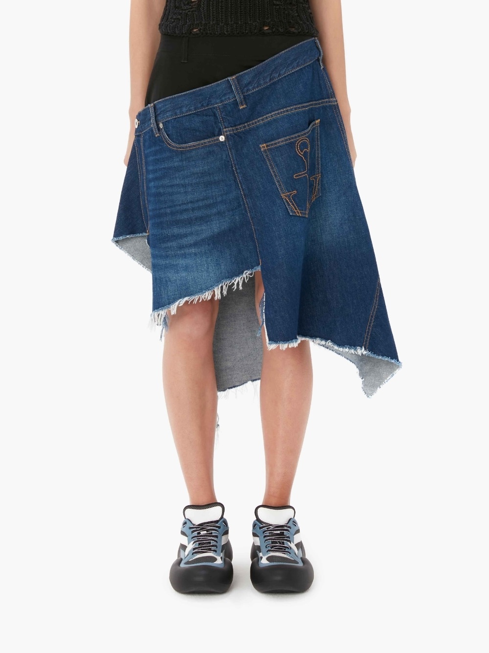 DISTRESSED DENIM HYBRID SKIRT - 2