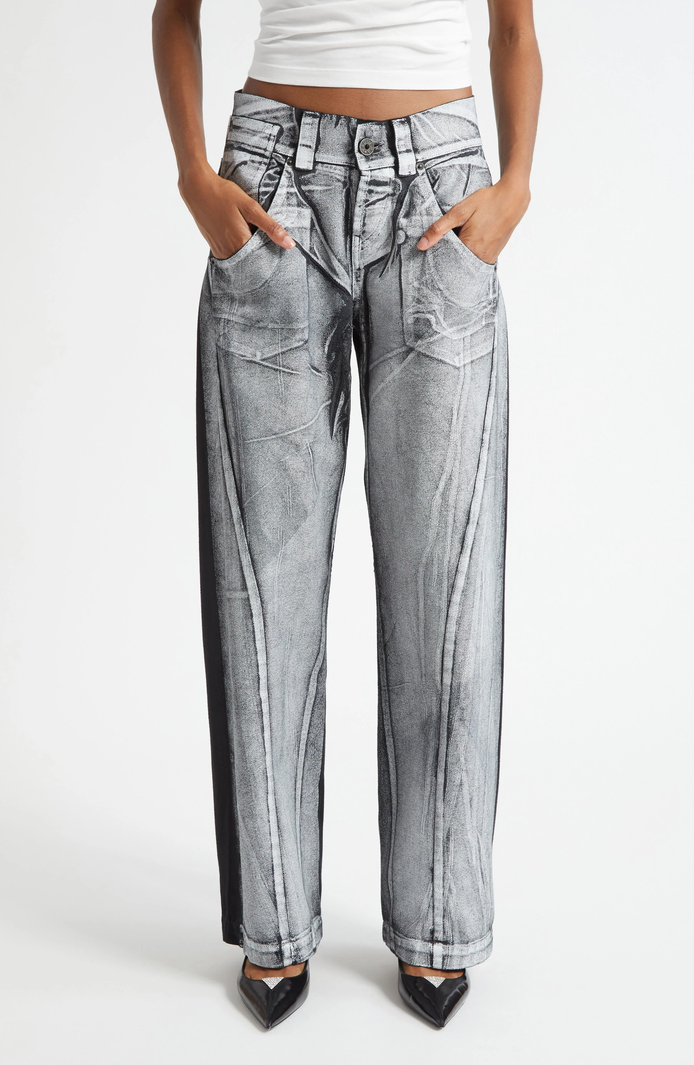 Vaquera Painted Workwear Jeans in Black 1 at Nordstrom - 1