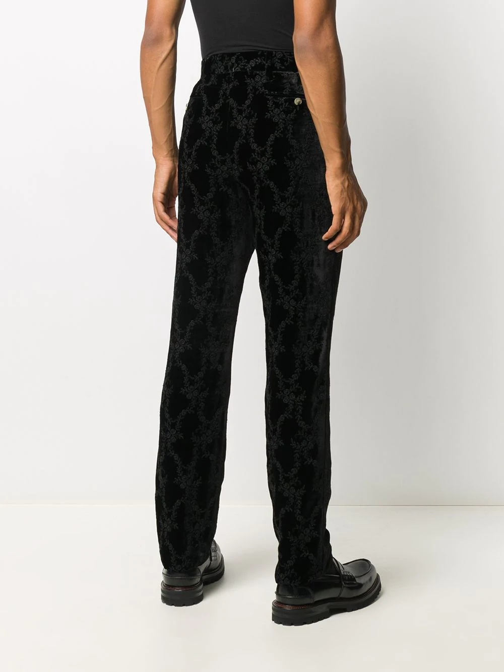 jacquard rose trousers - 4