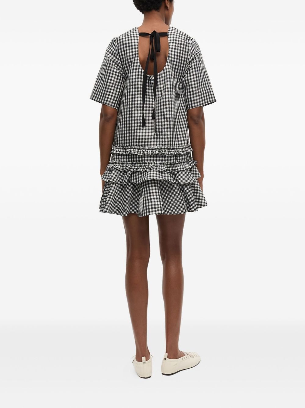 gingham-print dress - 3