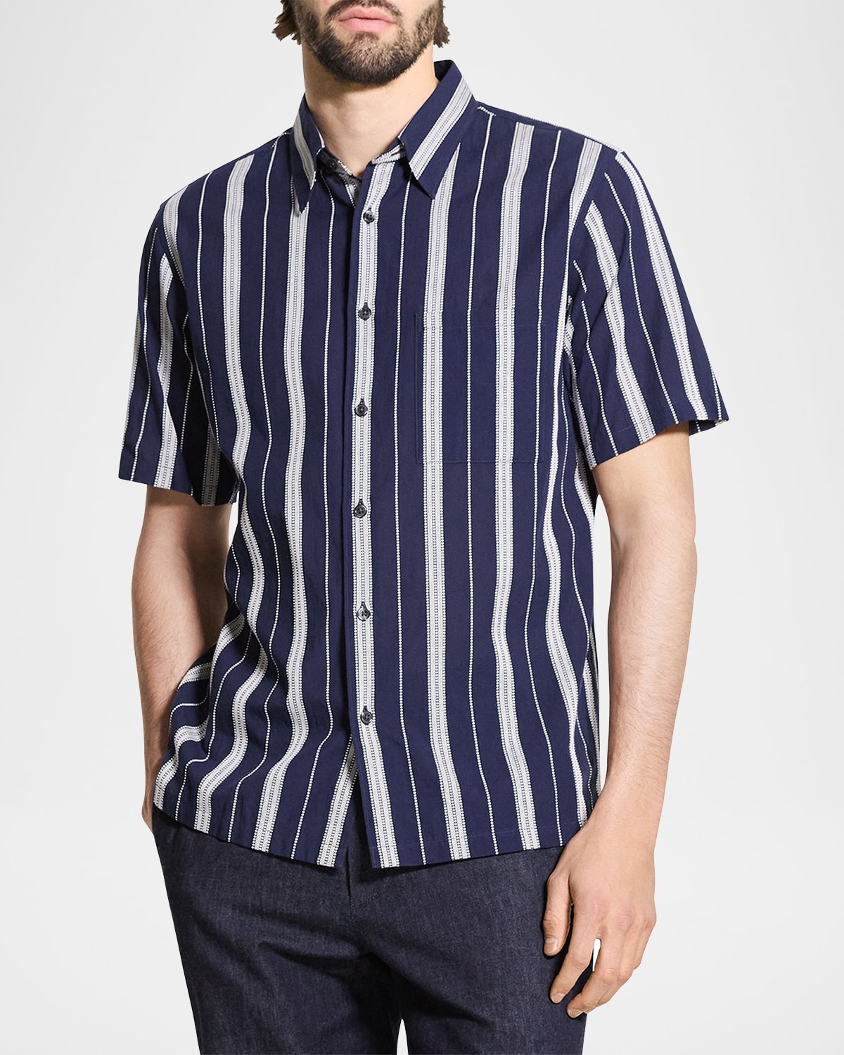 Men's Summer Dobby Stripe Short-Sleeve Shirt - 4