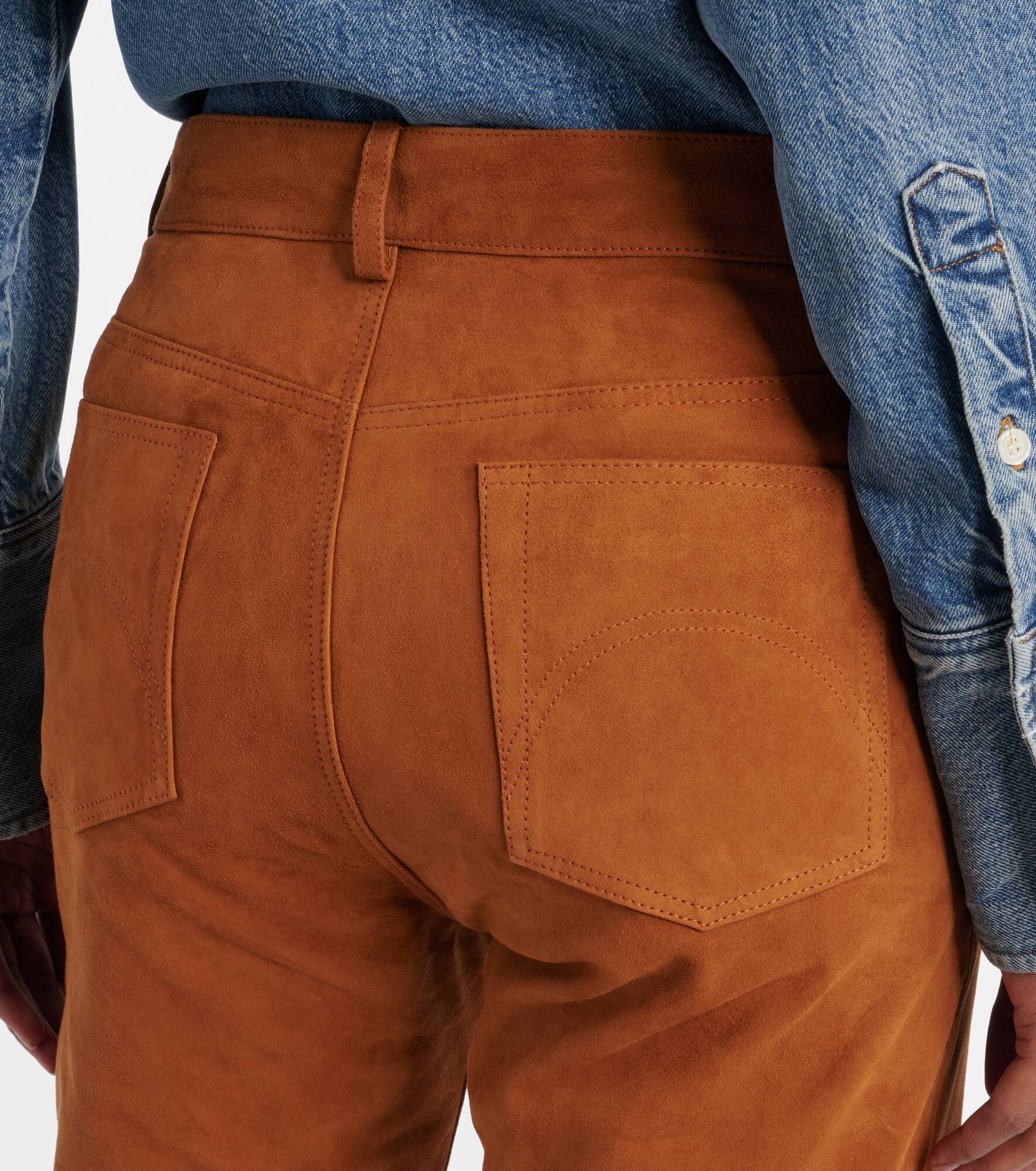 Viva Paso high-rise suede straight pants - 5