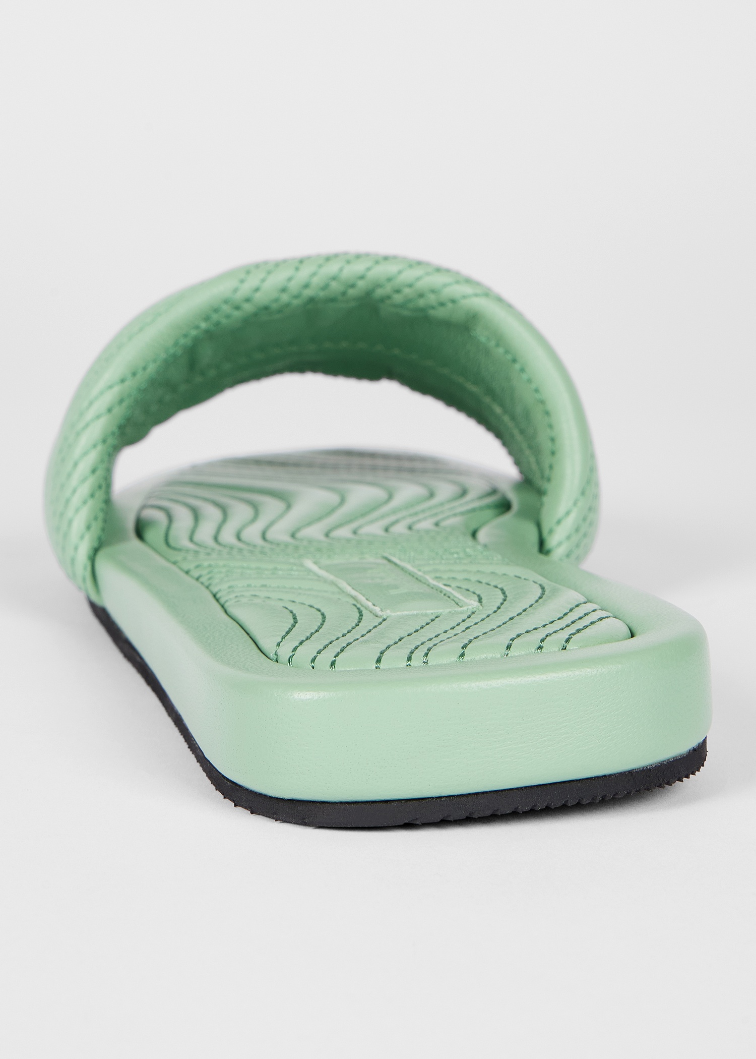 Women's Green Leather 'Laurel' 'Swirl' Stitch Sliders - 5