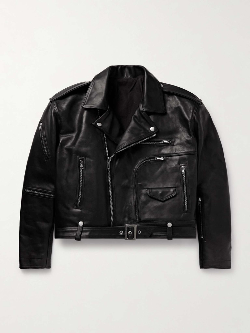 Cropped Buckled Leather Jacket 1
