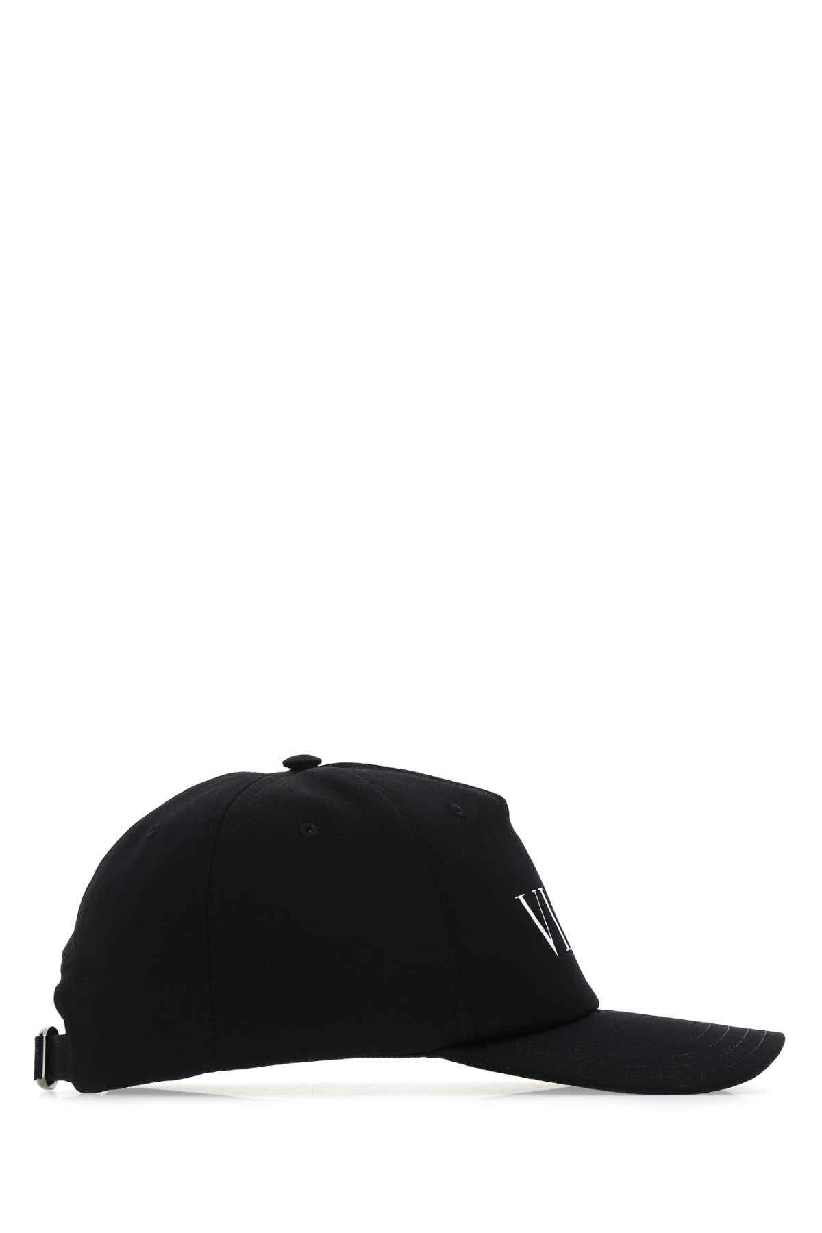 Valentino Garavani Men Black Gabardine Baseball Cap - 2