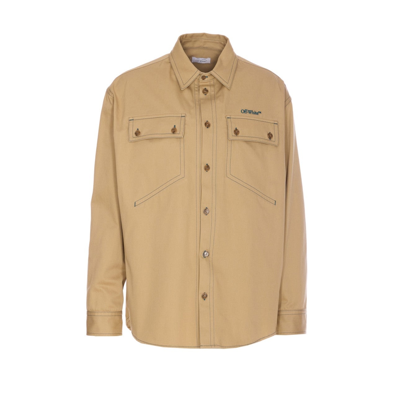Off White Men Stitch Logo Military Overshirt - 1
