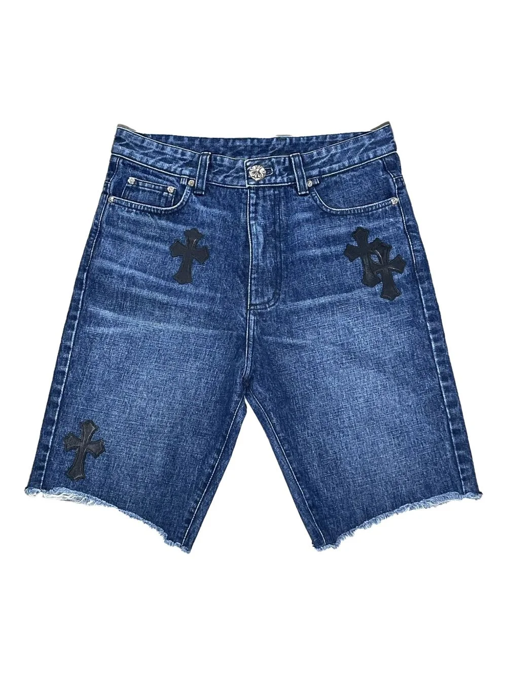 patch-detail denim shorts - 1