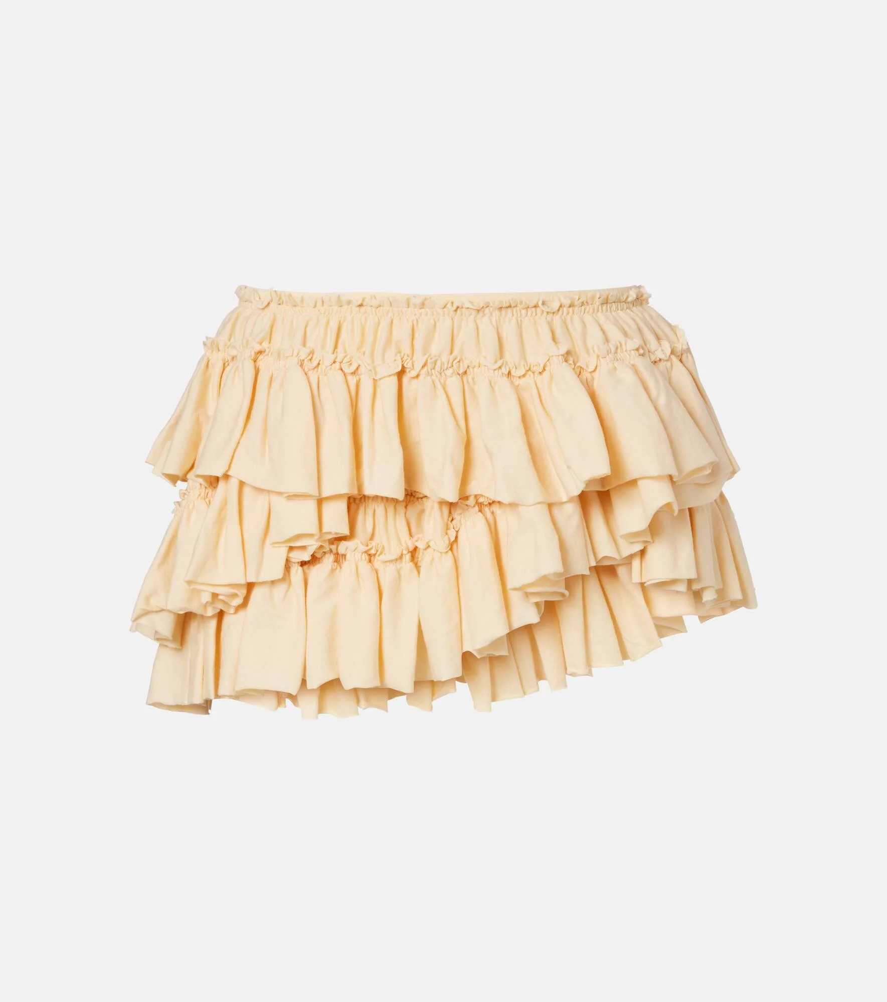 Ruffled asymmetric cotton miniskirt - 1