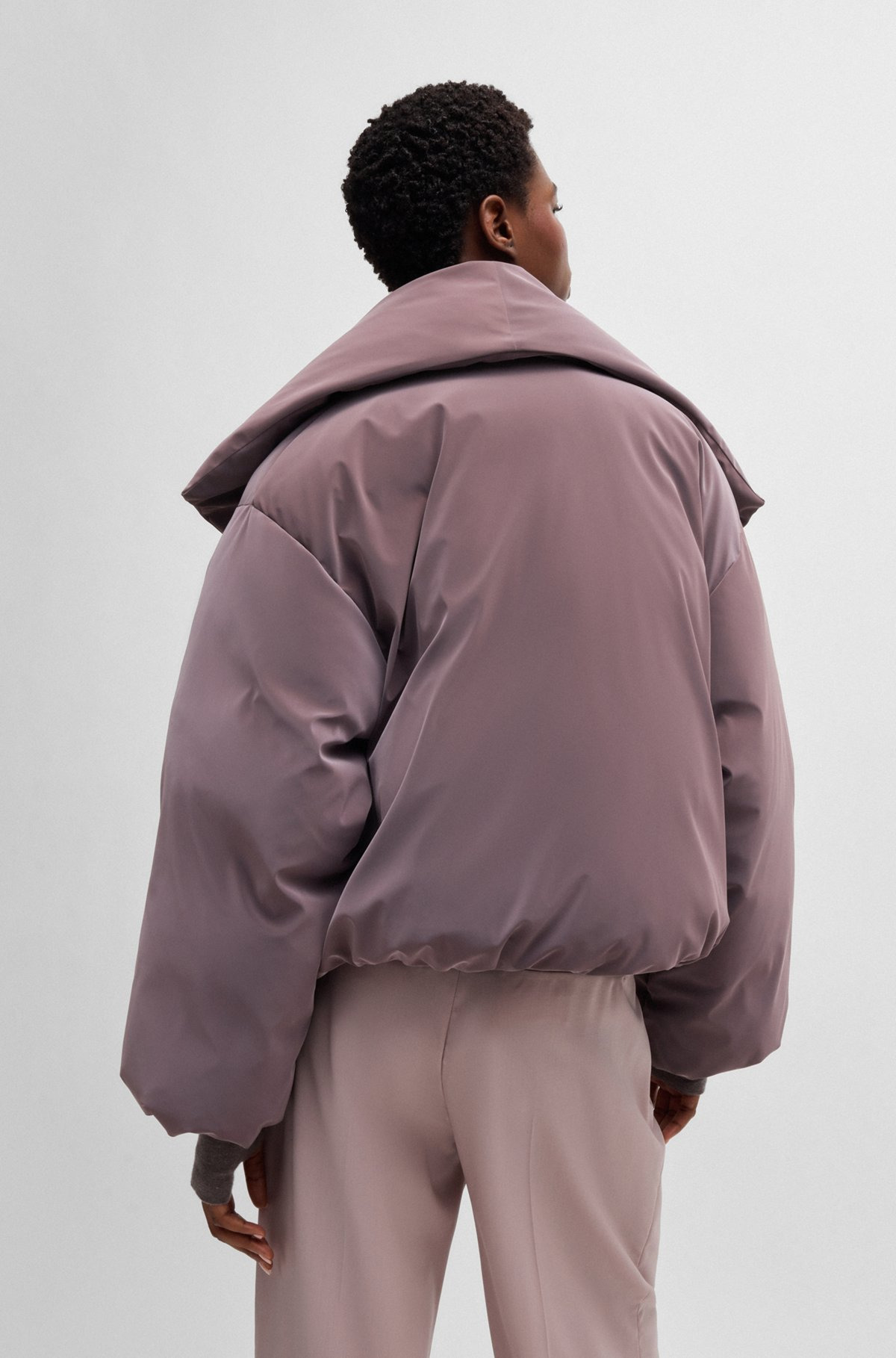 NAOMI X BOSS CROPPED DOWN JACKET IN VELVET-TOUCH FABRIC - 4