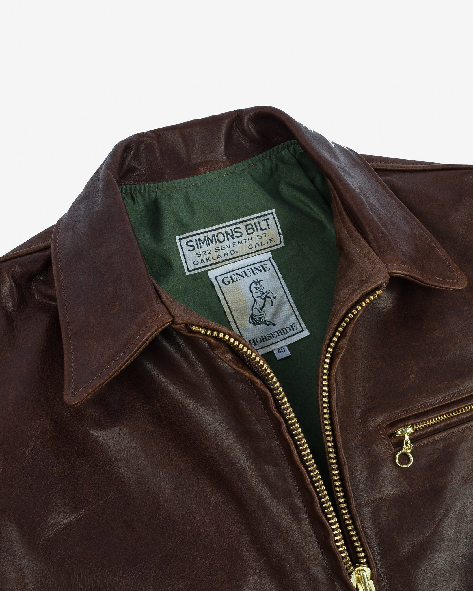 IHSB-SAV-BRN Iron Heart x Simmons Bilt Horsehide Savannah Jacket - Brown - 9