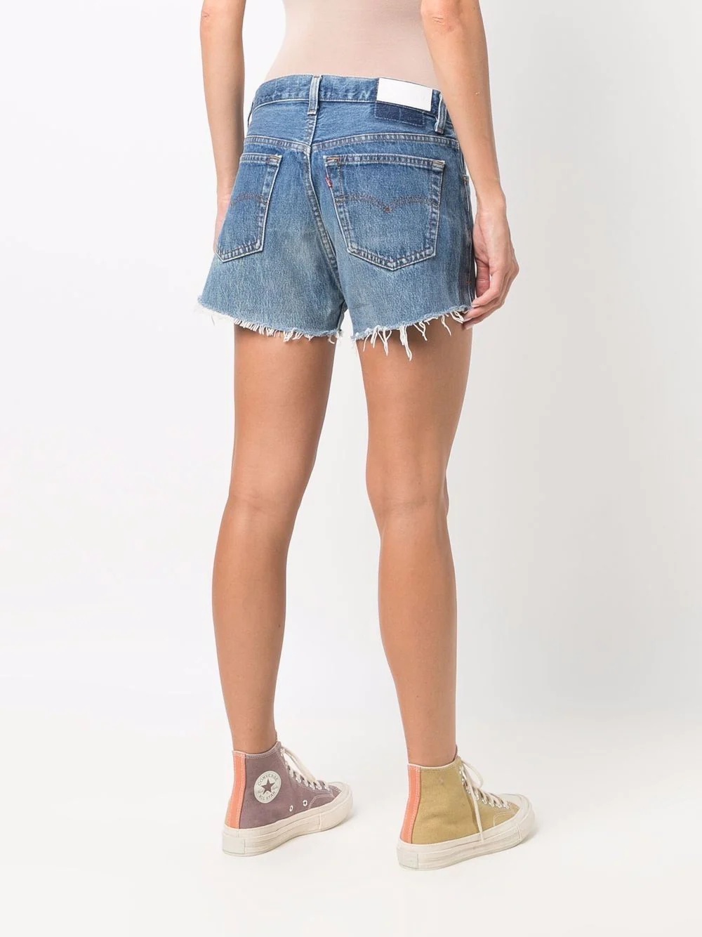 raw-edge denim shorts - 4