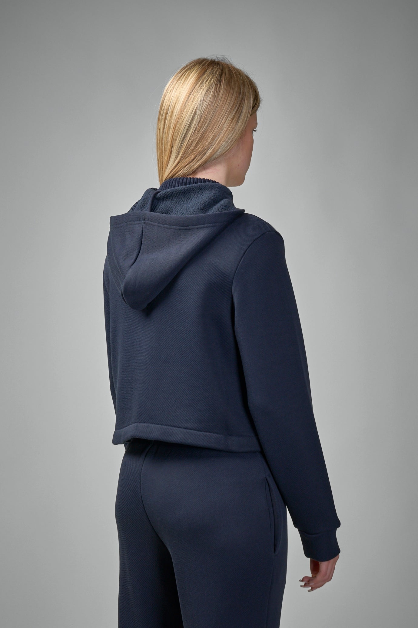 Knit Accent Cotton Zip-Up Hoodie - 3