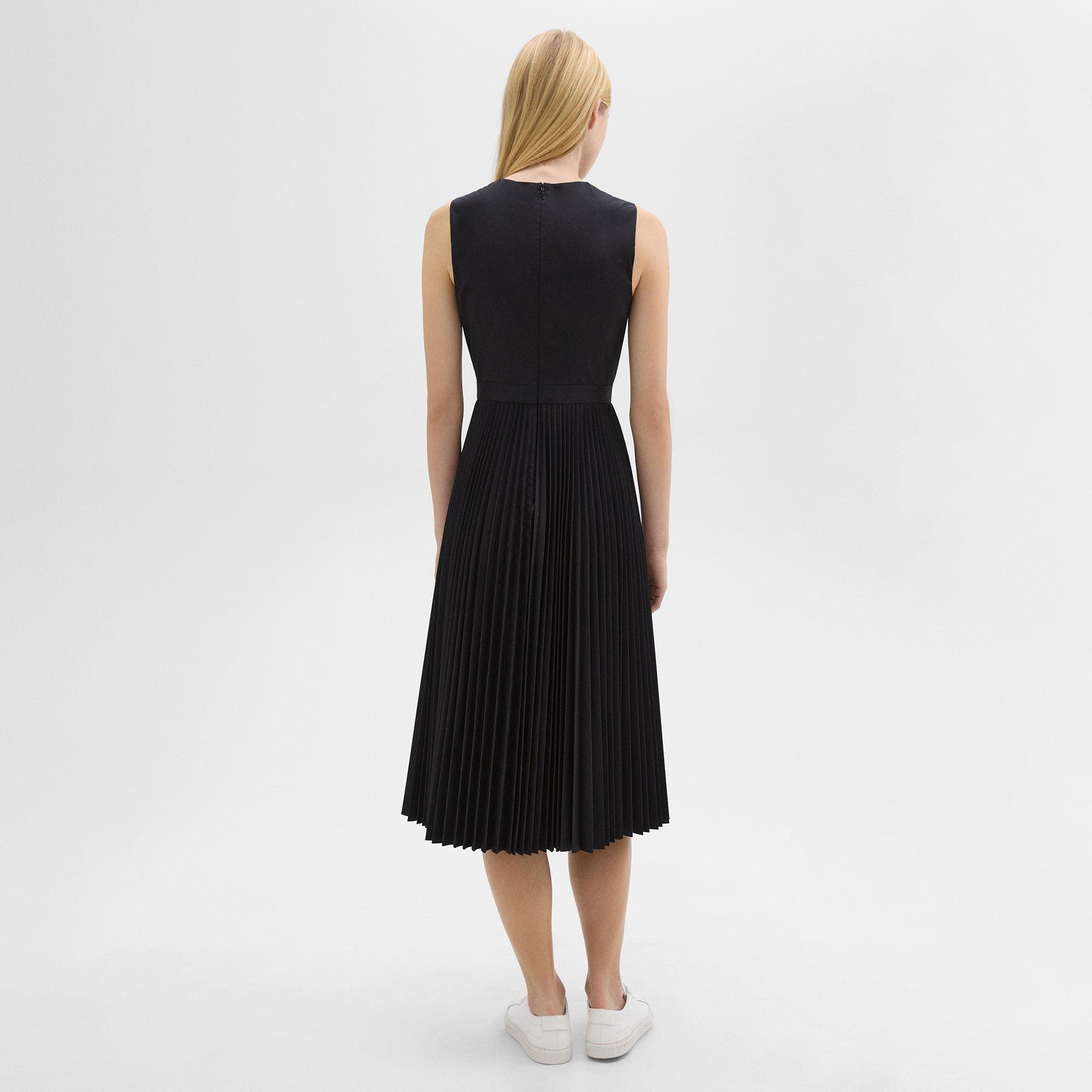 Pleated Midi Dress in Sleek Poplin - 4