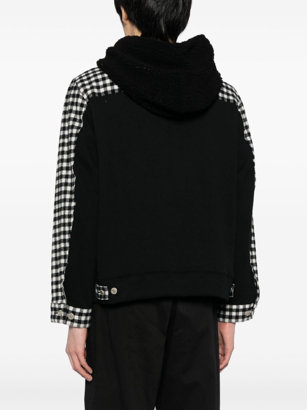 check-print hooded jacket - 4