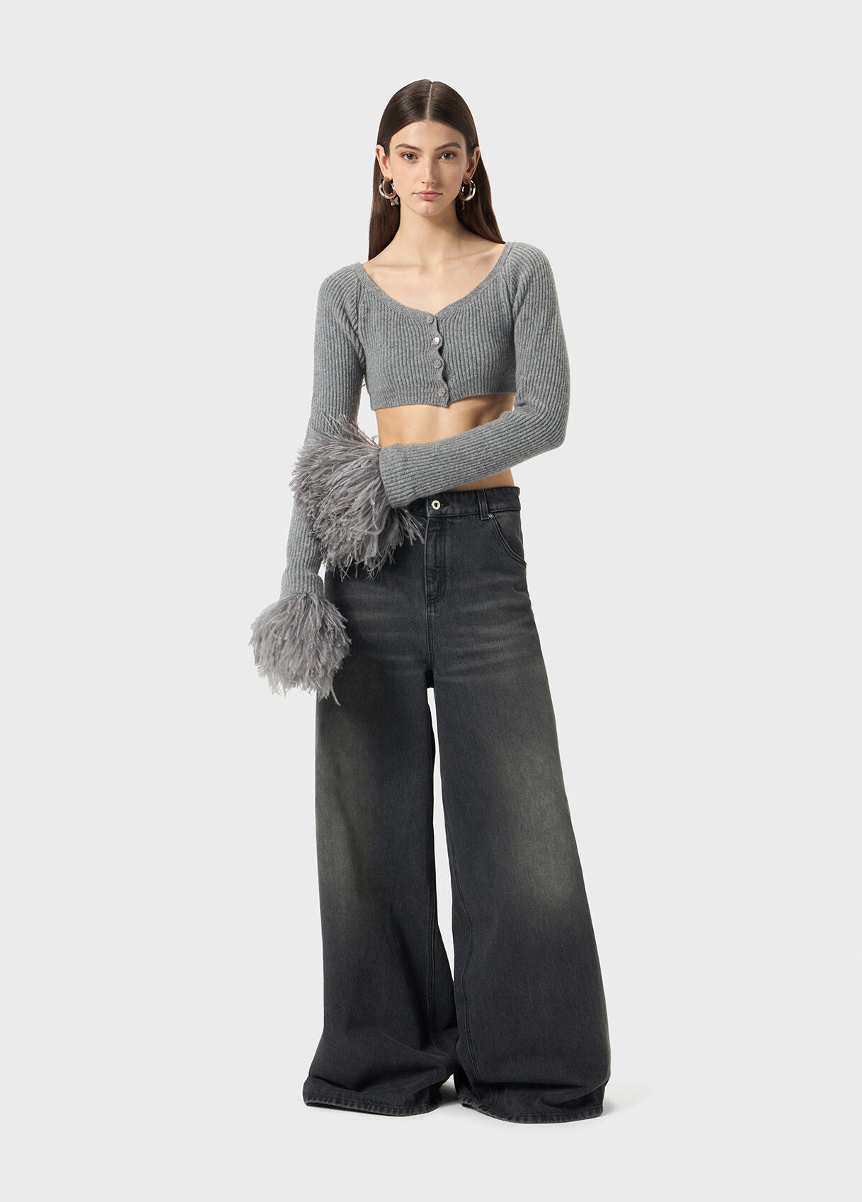 WOOL CARDIGAN WITH FEATHERS - 5