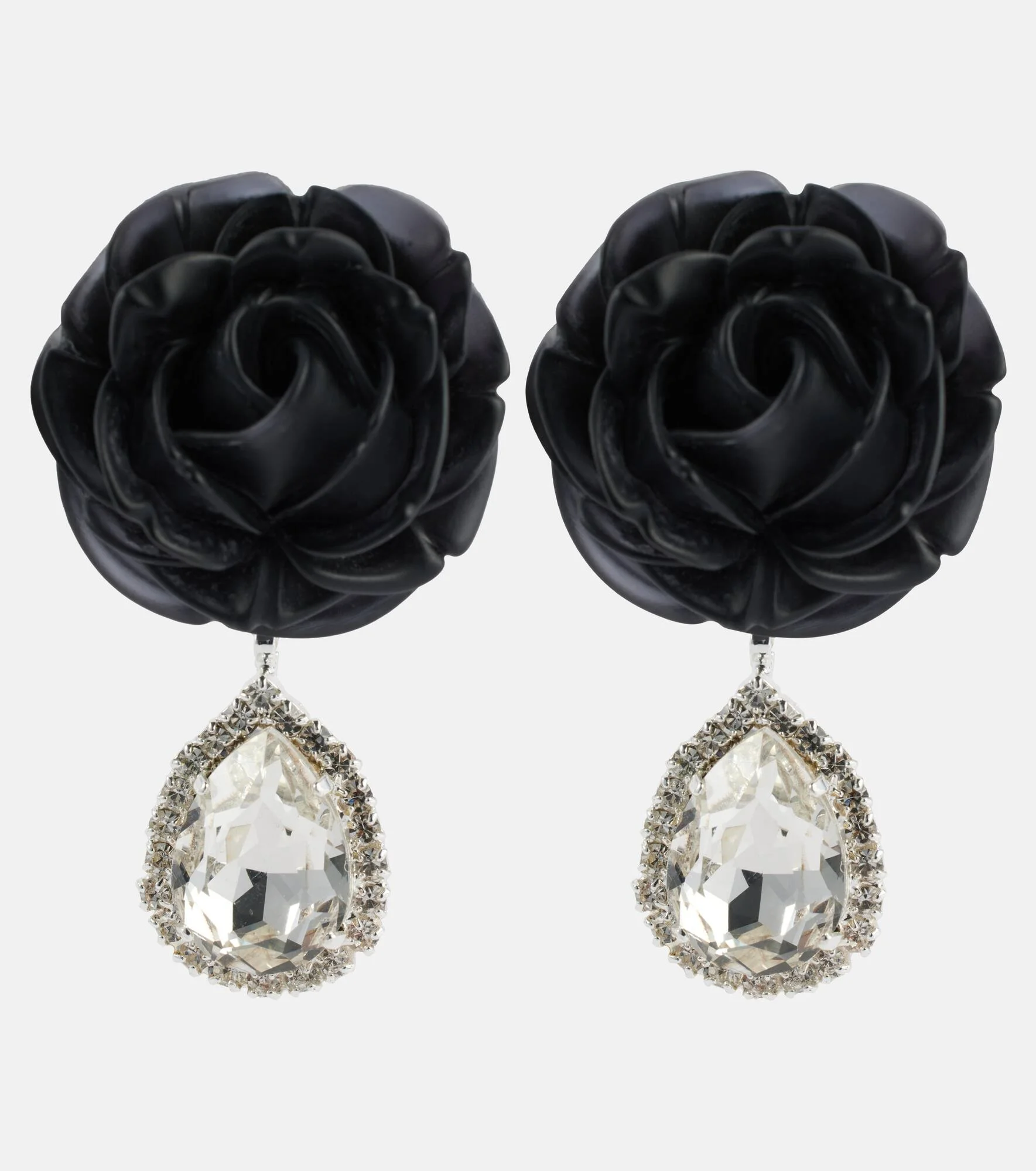 Mini Rose crystal-embellished drop earrings - 1
