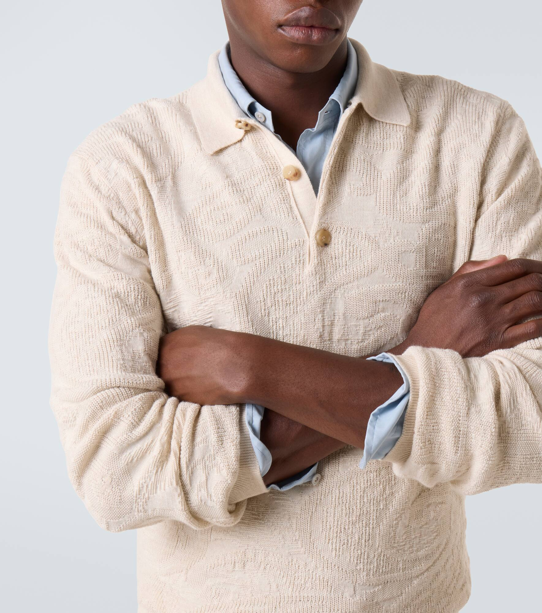 Jacquard wool-blend polo sweater - 6
