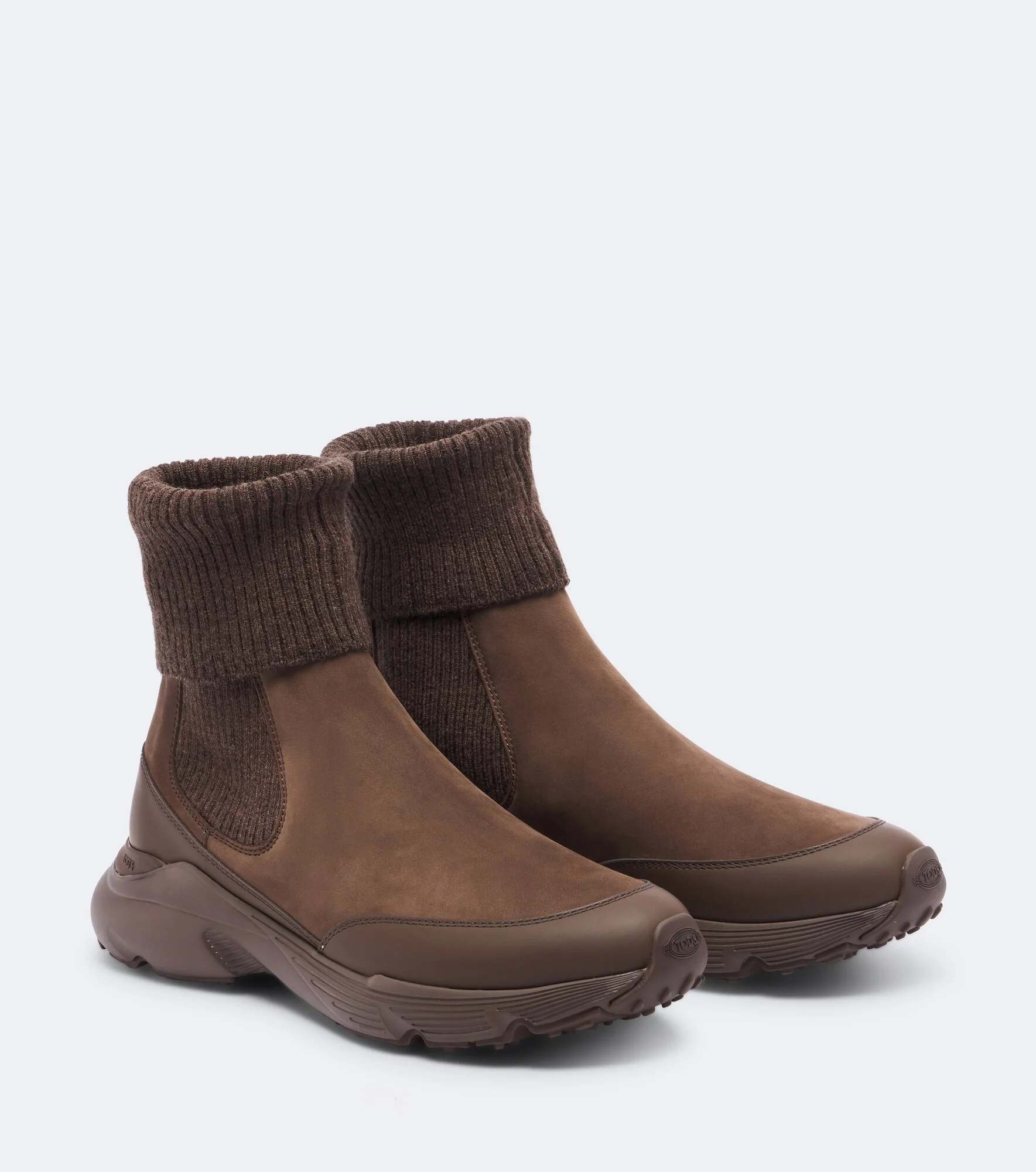 Knitted leather ankle boots - 1