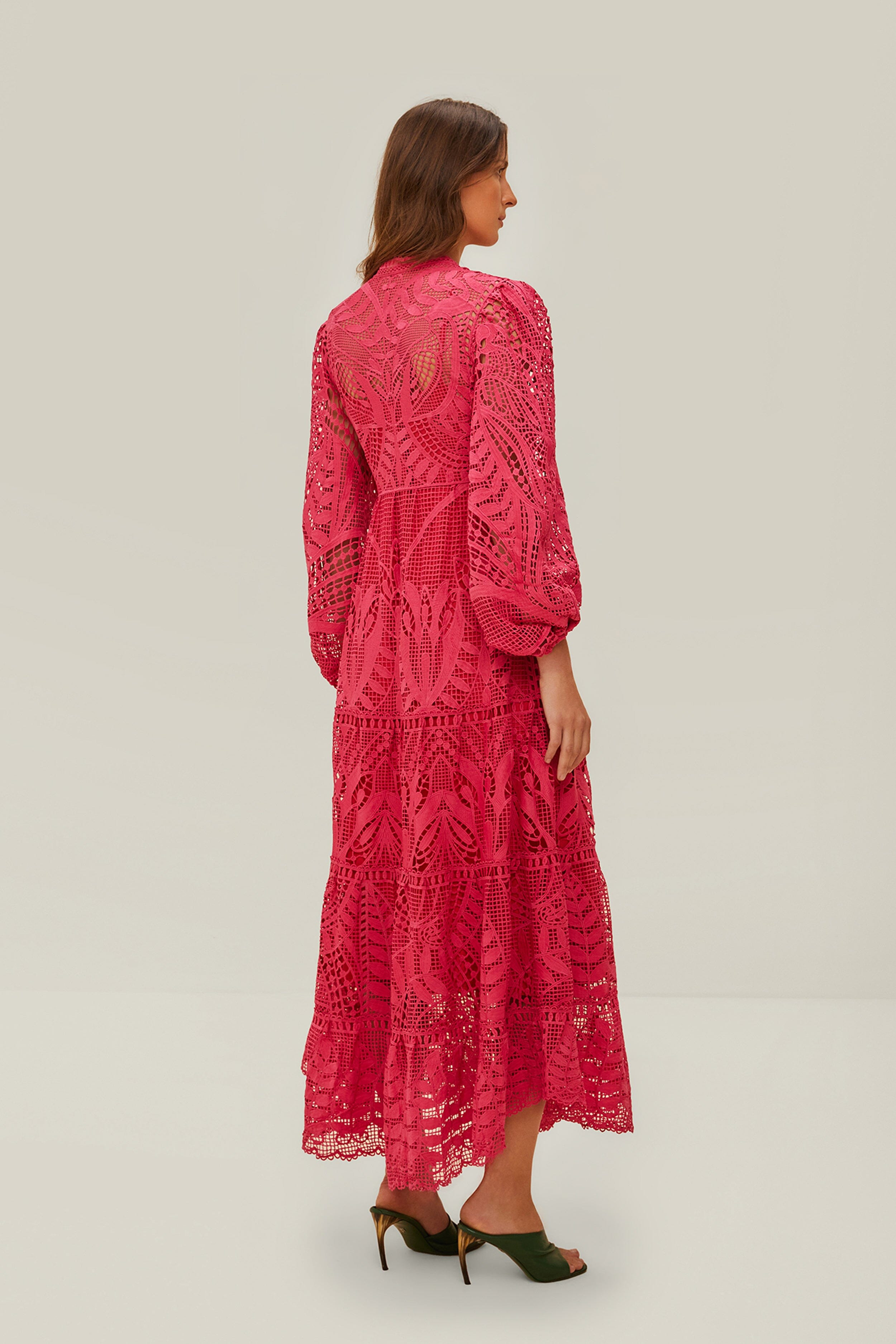 Pink Guipire Maxi Dress - 4
