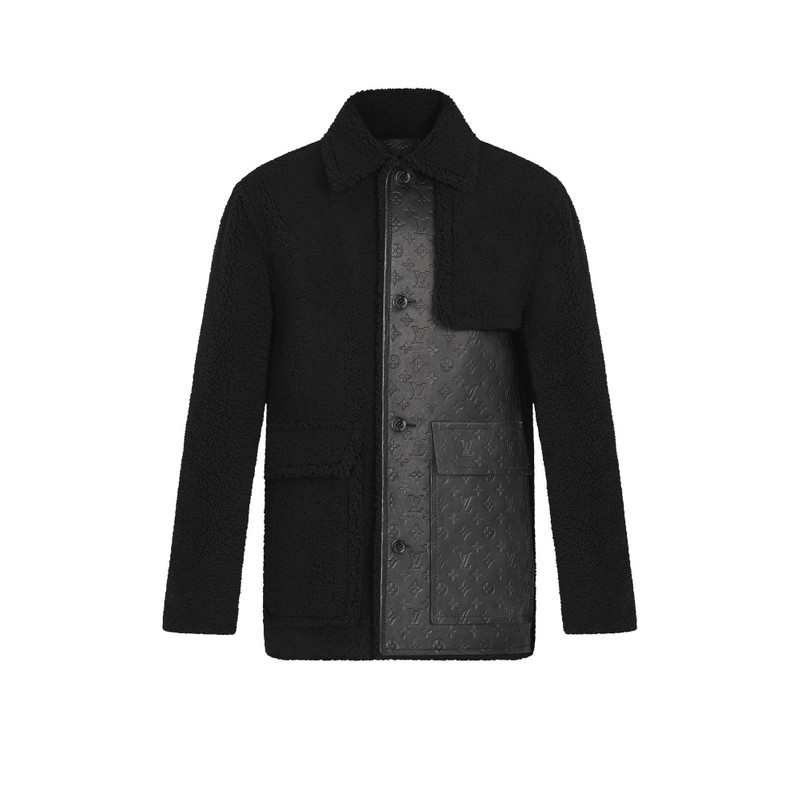 Shearling and Monogram Leather Business Coat 1