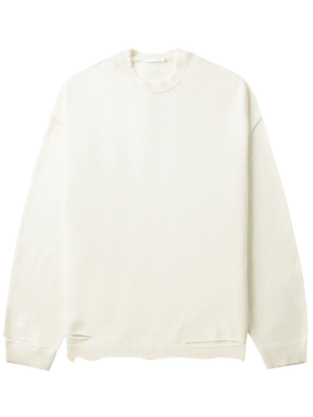 distressed-effect ribbed jumper - 1