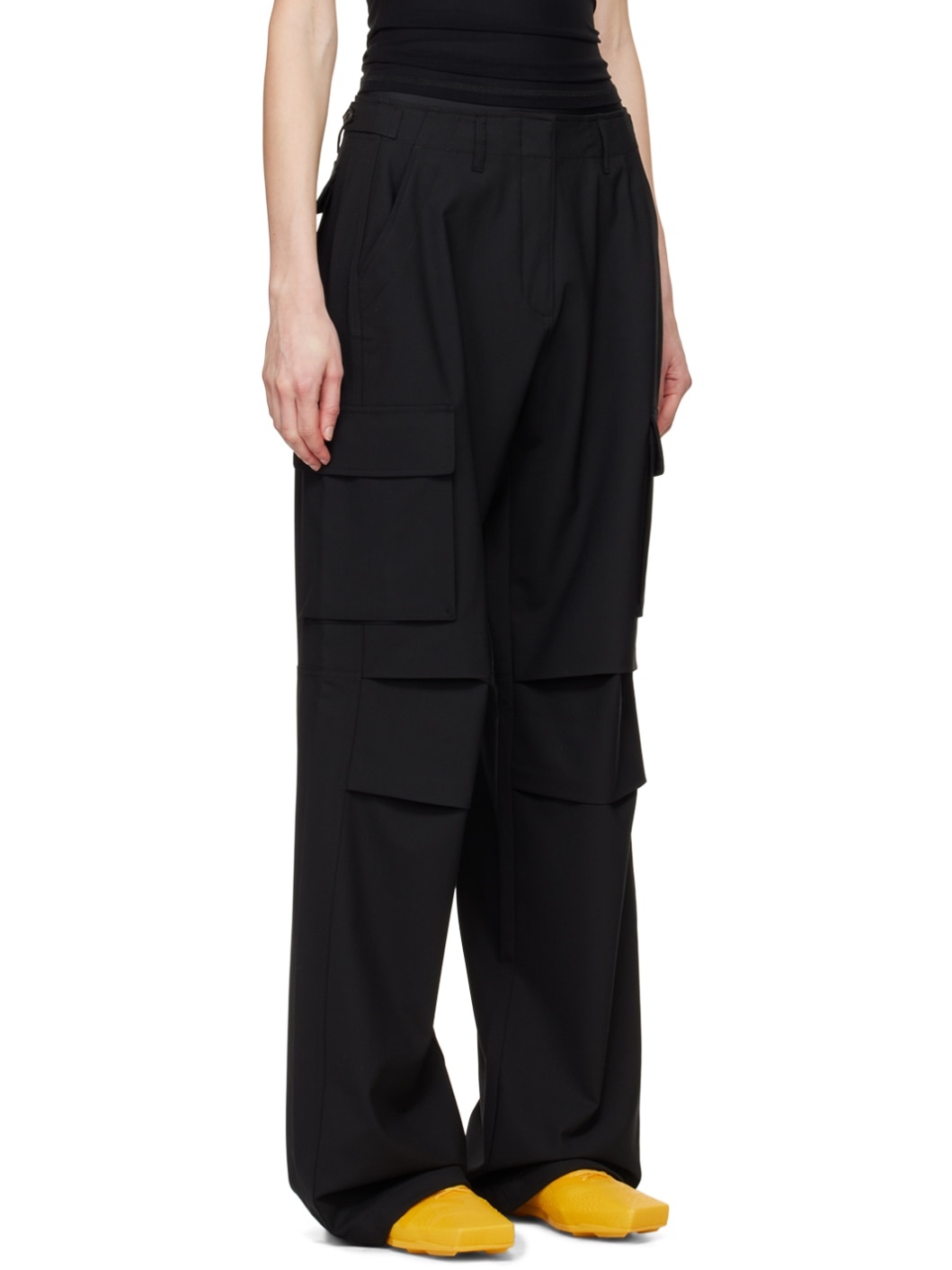 Black Tailored Cargo Pants - 2