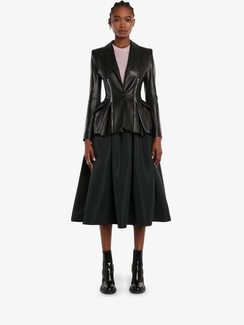 Leather Zip Jacket in Black - 2