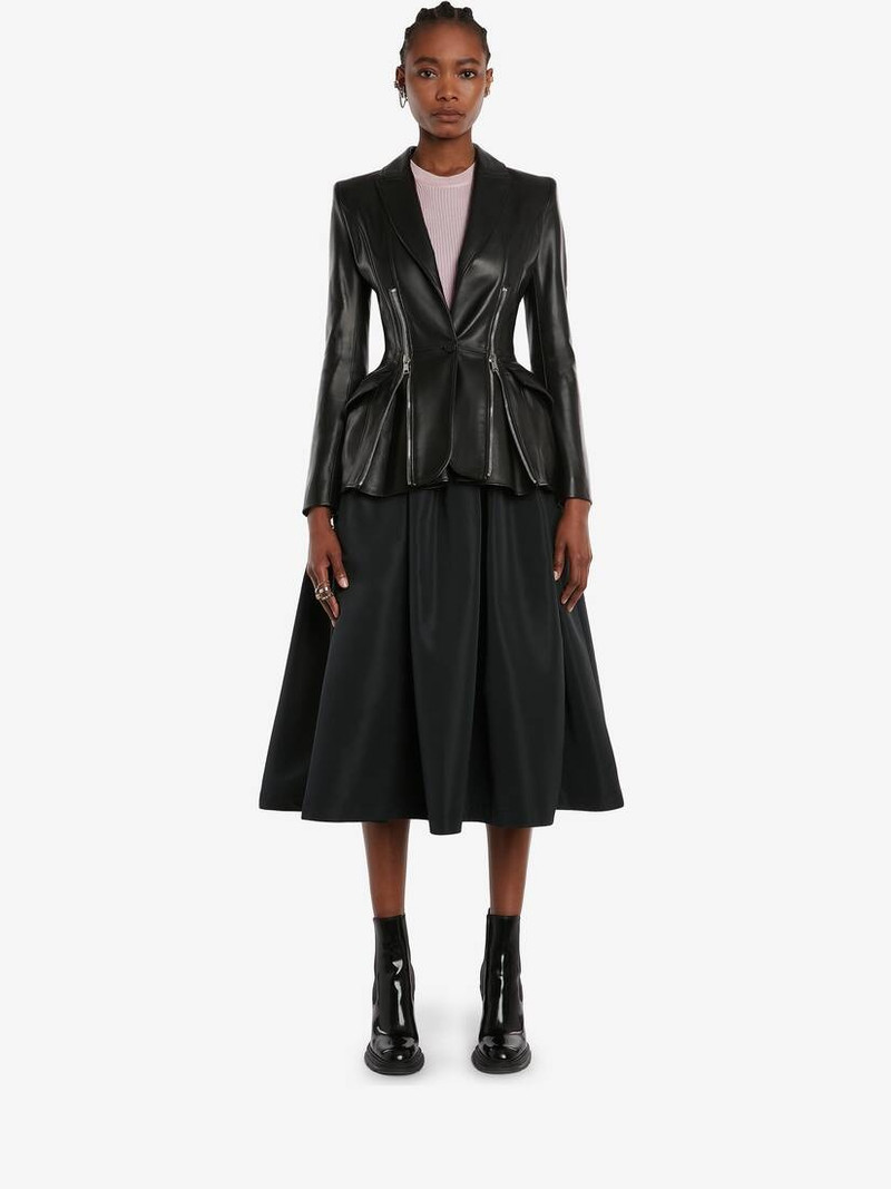 Alexander McQueen Leather Zip Jacket in Black outlook