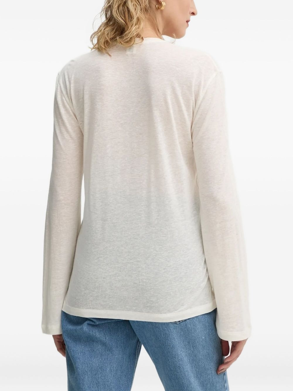 scoop-neck long-sleeve top - 2