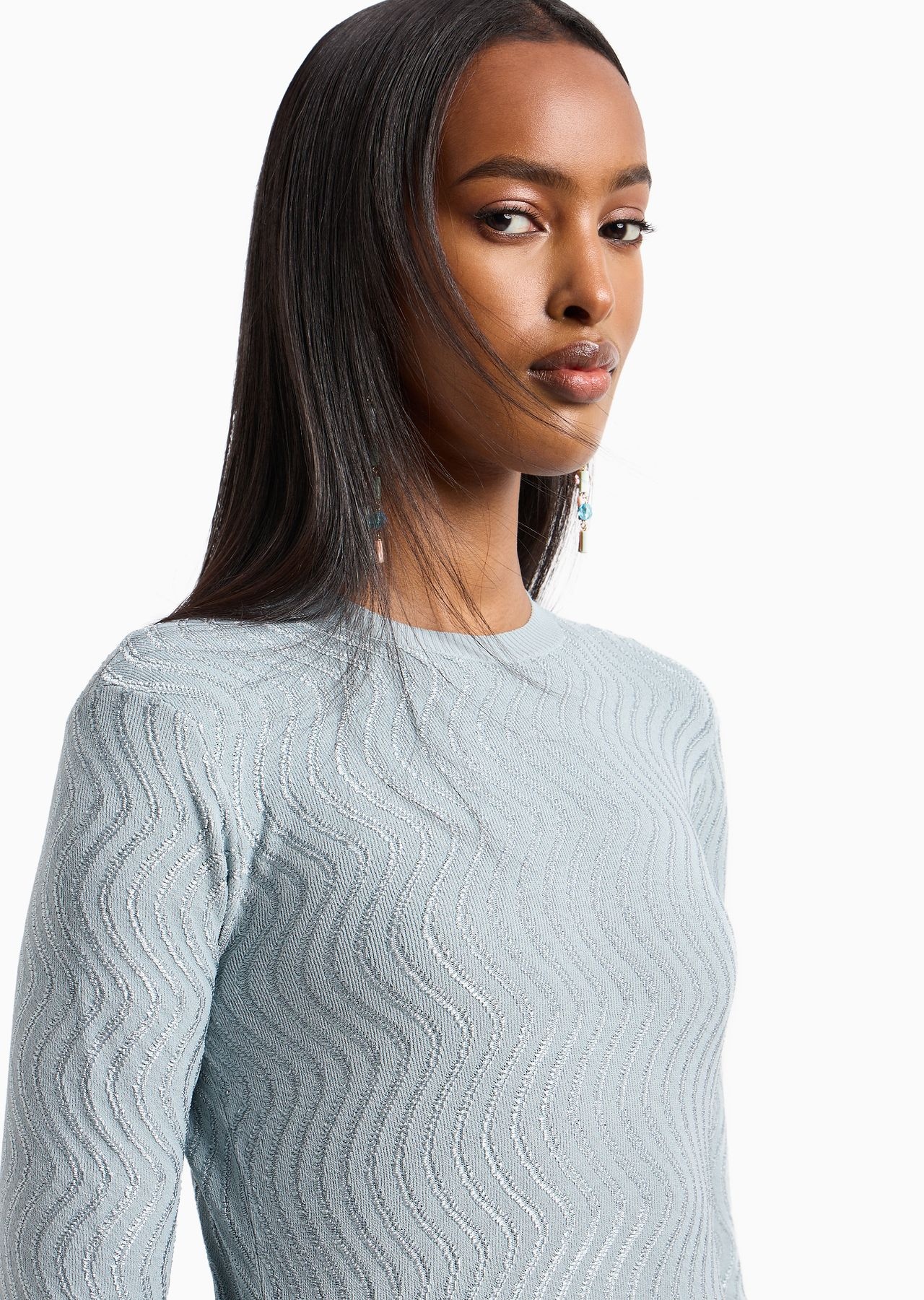 Crew-neck jumper in jacquard viscose - 5