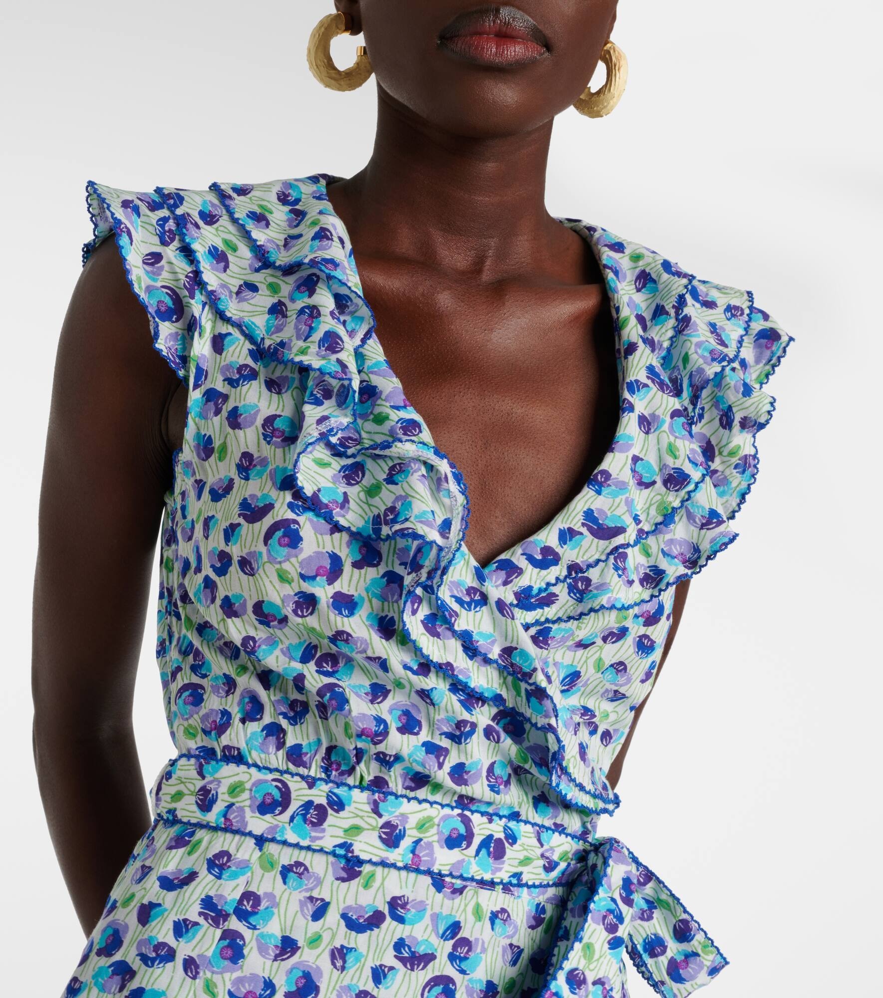Triny printed ruffled midi dress - 4