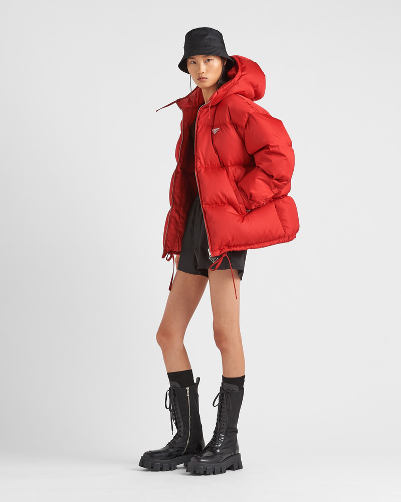 Prada Re-Nylon hooded down jacket outlook