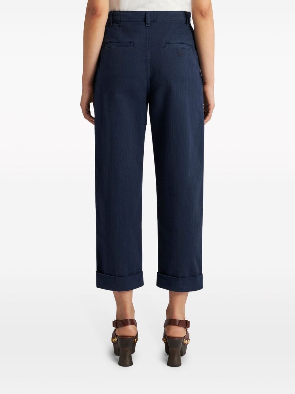 cropped herringbone-pattern cotton chinos - 4
