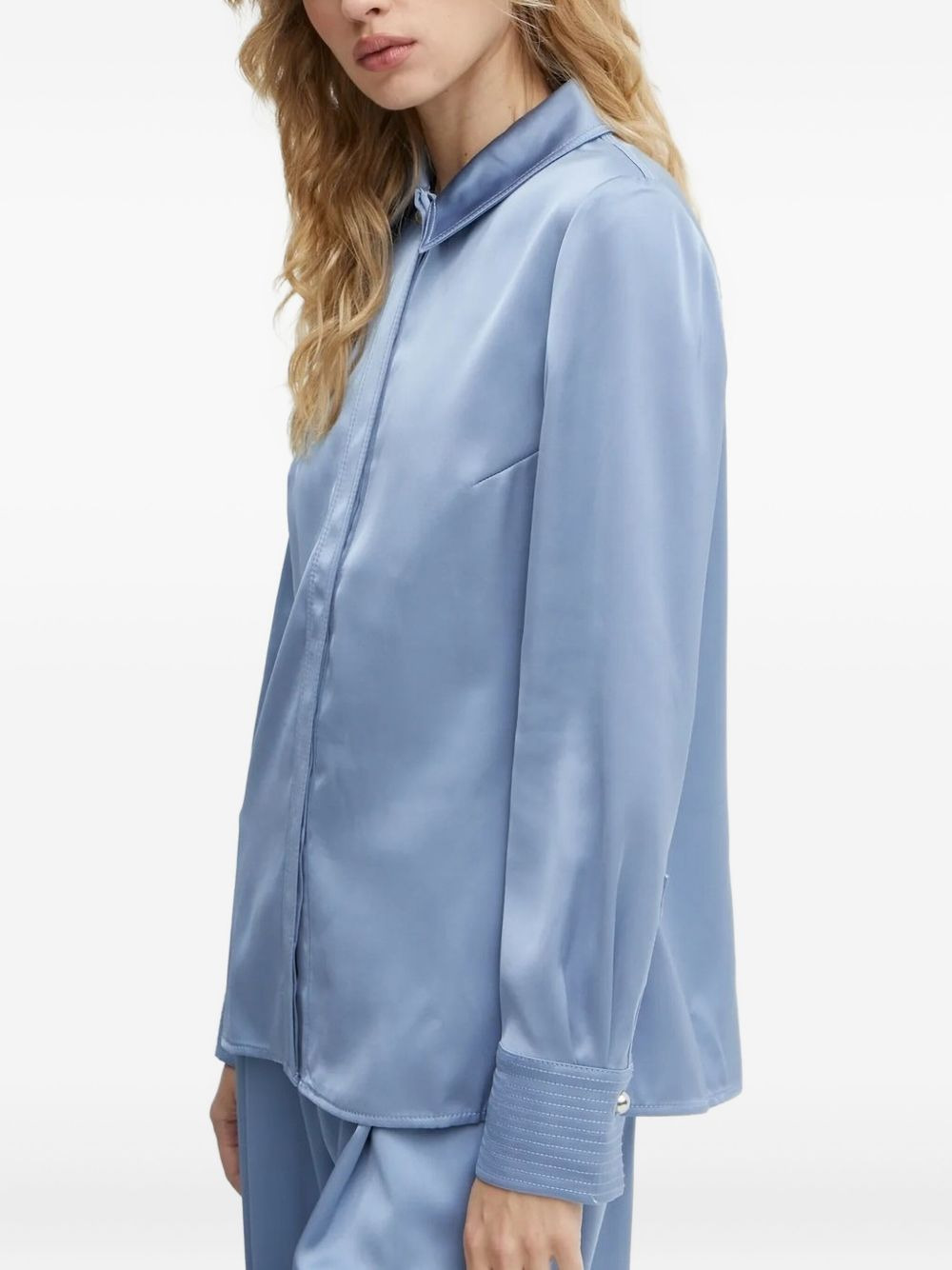 satin-panelled shirt - 3