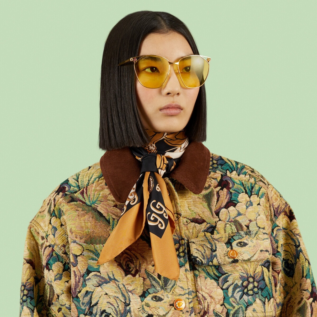 Waterlily print silk twill carré - 3